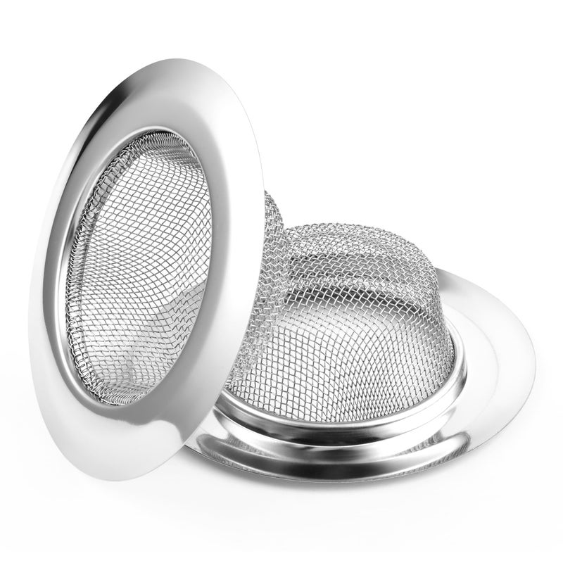 Lunyi 2 PCS Stainless Steel Sink Strainer 4.5" Diameter, Mesh Metal Drain Strainer, Fine Mesh Kitchen Sink Strainer, Hair Basket Drain - Fits Most Kitchen Sink, Bathroom Bathtub, Shower Drains - Image 1